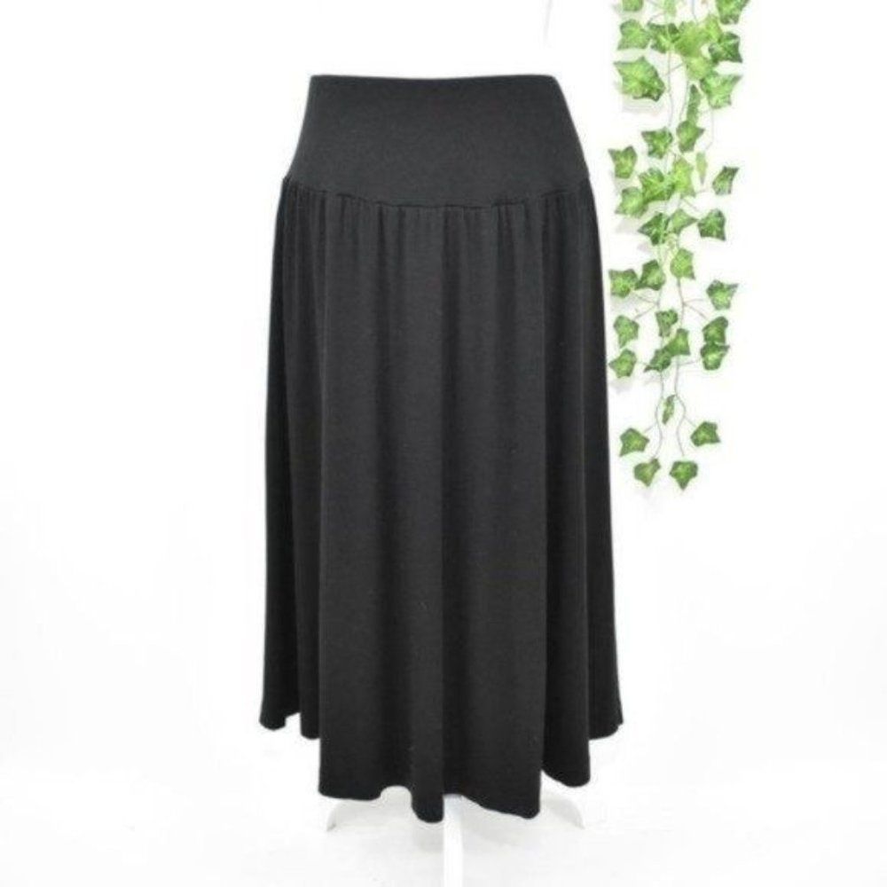 Hilary Radley black midi stretch a-line skirt